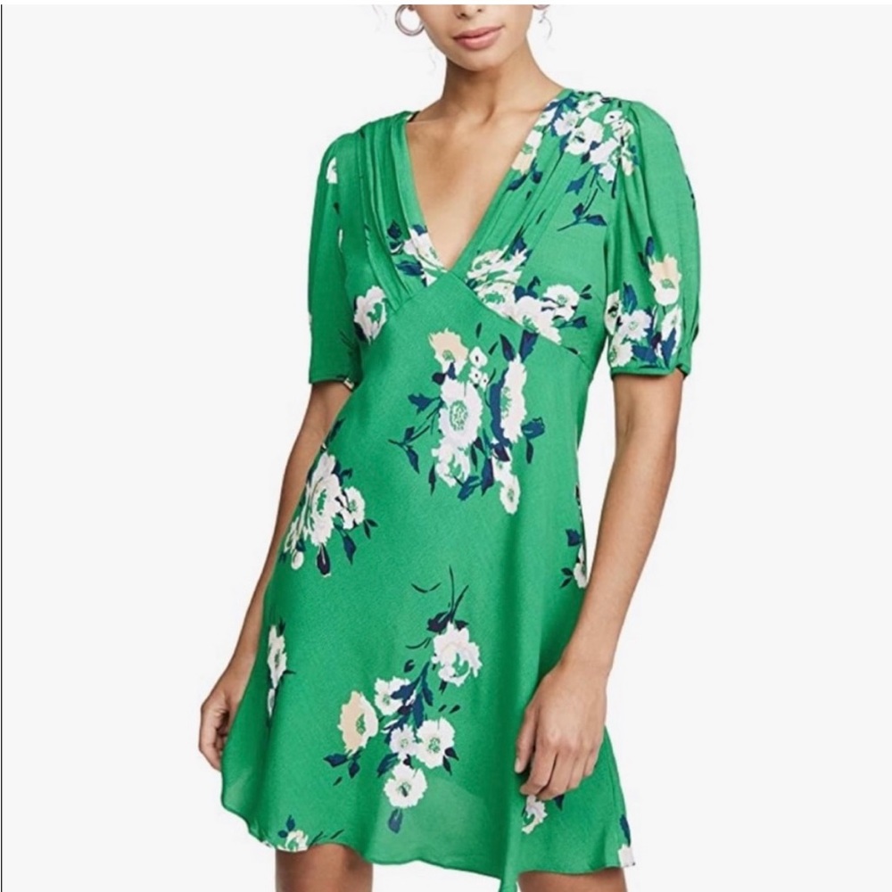 Free People Green Neon Garden Floral Print Mini Dress
